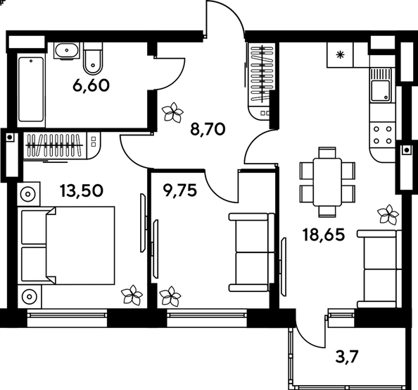 
  Продается 3-комн. квартира, 61.1 м², ЖК Сезоны
. Фото 1.