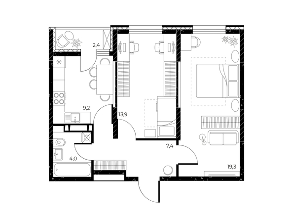 
  Продается 2-комн. квартира, 55 м², ЖК Панорама на Театральном, литера 1
. Фото 1.
