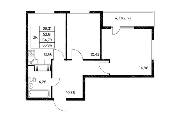 
  Продается 2-комн. квартира 56.94 м², в ЖК Звезда Столицы 2. Фото 1.