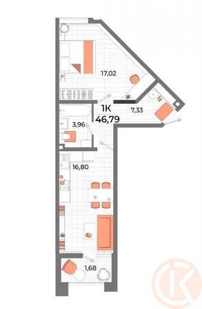 
  Продается 1-комн. квартира 46.7 м². Фото 27.