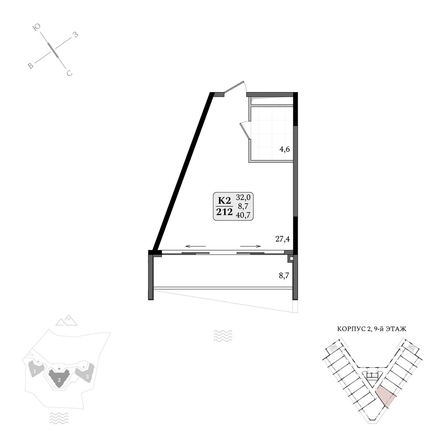 
  Продается апартамент 40.7 м², в АК Летто. Фото 1.