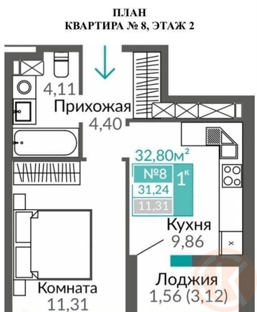 
  Продается 1-комн. квартира 32 м². Фото 22.