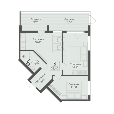 
  Продается апартамент 76.4 м², в АК Тамерун, корп 2. Фото 7.