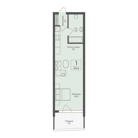 
  Продается апартамент 45.4 м², в АО Форос. Фото 2.