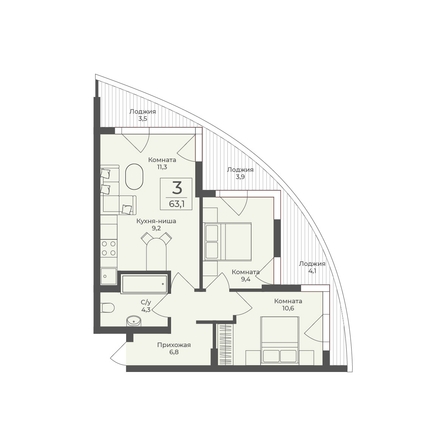 
  Продается апартамент 63.1 м², в АО Форос. Фото 2.