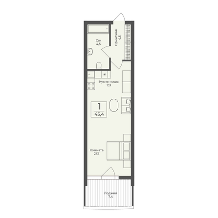 
  Продается апартамент 45.4 м², в АО Форос. Фото 2.