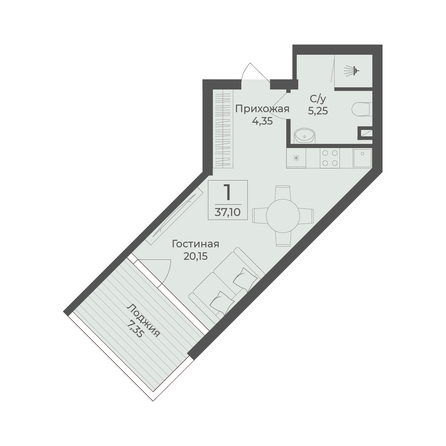 
  Продается апартамент 37.1 м², в АК Тамерун, корп 2. Фото 7.