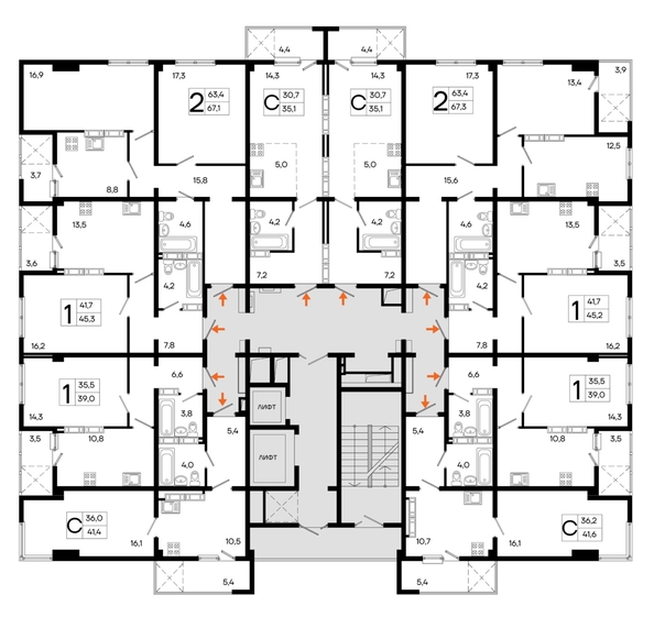 
  Продается 1-комн. квартира 45.3 м², в ЖК Поэма. Фото 1.