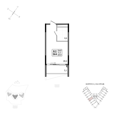
  Продается апартамент 29.9 м², в АК Летто. Фото 1.