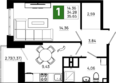 Октябрь Парк, 5.1: Планировка 1-комн 35,65 м²