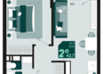 Первое место, квартал 1.4, литер 1: Планировка 2-комн 42,7 м²