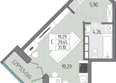 Сады у моря, литер 3: Планировка Студия 31,1 м²