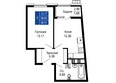 Море, литер 9: Планировка 1-комн 38,31, 38,37 м²