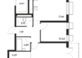 Листория, этап 1: Планировка 2-комн 67,76 м²