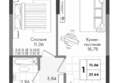 Зеленая территория, литера 1.3: Планировка 1-комн 37,64 м²