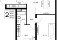 Листория, этап 3: Планировка 2-комн 89,63 м²