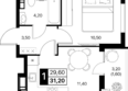 Эстет, литер 48.2: Планировка 1-комн 31,2, 31,4 м²