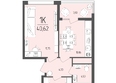 Клубный дом «Император»: Планировка 1-комн 40,62 м²