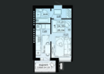 Парковый: Планировка 1-комн 26,04 м²