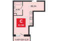 Красная площадь, литера 5: Планировка Студия 32,3 м²