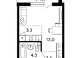 Лестория, дом 5: Планировка 1-комн 24,3 м²