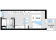 Корсаков: Планировка Студия 29,32 м²