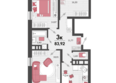 Родные просторы, литера 20: Планировка 3-комн 83,92 м²