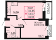 Вишневый сад, дом 2.1: Планировка 1-комн 34,07 м²