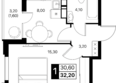 Эстет, литер 48.2: Планировка 1-комн 32,2 м²