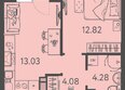 Клубный квартал «Друзья», лит 1: Планировка 1-комн 35,6, 35,7 м²