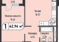 Живописный: Планировка 1-комн 42,94 м²