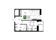 Октябрь Парк, 5.1: Планировка 1-комн 34,83 м²