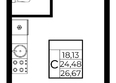 Европа-Сити, 9 квартал литера 2: Планировка Студия 26,67 м²
