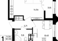 Семисчастье: Планировка 1-комн 33,7 м²