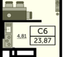 Легенда Ростова, литер 13: Планировка Студия 23,87 м²