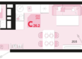 Первое место, квартал 1.2, литер 1: Планировка 1-комн 26,2, 27 м²