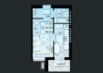 Парковый: Планировка 1-комн 26,64 м²
