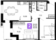 Долина, Литер 3: Планировка 2-комн 56,96 м²