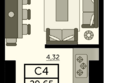 Сердце Ростова 2, литер 8: Планировка Студия 29,21 - 29,44 м²