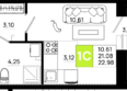 Октябрь Парк, 4.1: Планировка Студия 22,98 м²
