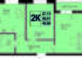 Друг, литера 5: Планировка 2-комн 49,86 м²