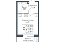 Зеленый театр, литера 2: Планировка Студия 22,84 м²