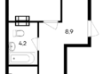 Ботаника: Планировка 1-комн 46,7 м²