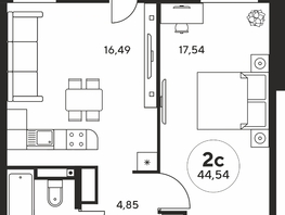 Продается 2-комнатная квартира ЖК Гринсайд, 5.1-5.5, 44.53  м², 6870000 рублей