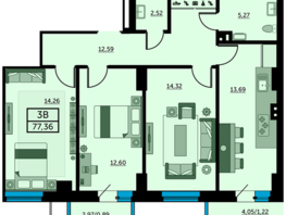 Продается 3-комнатная квартира ЖК Город у реки, литер 7, 77.27  м², 10276910 рублей