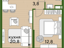 Продается 1-комнатная квартира ЖК DOGMA PARK (Догма парк), литера 18, 41.4 м², 6280546 рублей