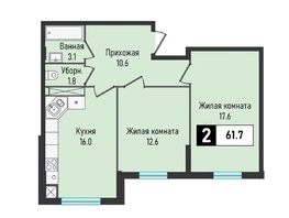 Продается 2-комнатная квартира ЖК Живописный, 61.7  м²