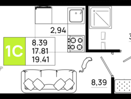 Продается Студия ЖК Октябрь Парк, 5.1, 19.41  м², 2930910 рублей