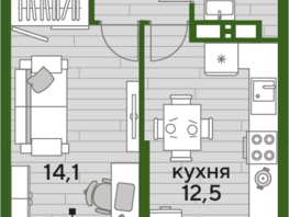 Продается 1-комнатная квартира ЖК DOGMA PARK (Догма парк), литера 19, 37.3 м², 6441710 рублей