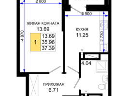 Продается 1-комнатная квартира ЖК Октябрь Парк, 2.2, 37.39  м², 4673750 рублей